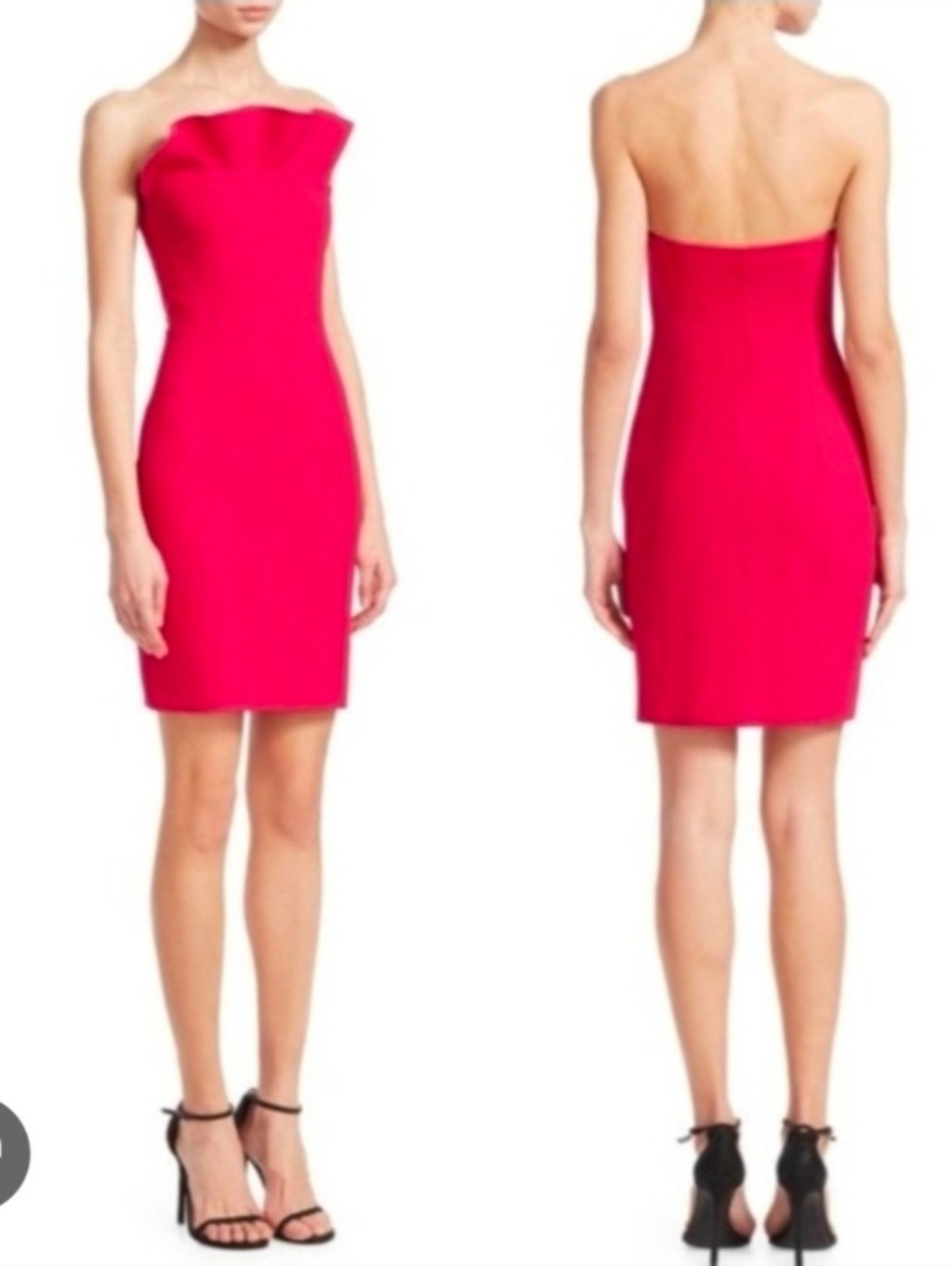 Cinq A Sept Strapless Ruffle-Neck Sheath Dress In Hot Pink
